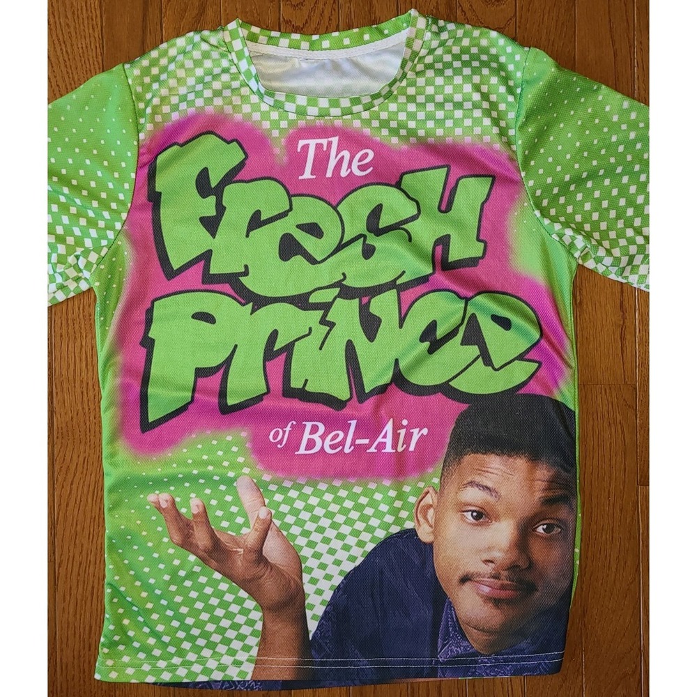 Fresh Prince Of Bel Air T Shirt Mens Sm 2 Side Green HipHop 90s Sitcom TV Series